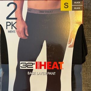32 Degrees HEAT Men's Black Base Layer Pants - 2 Pack